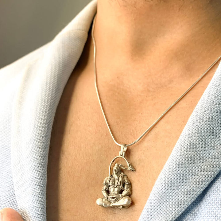 925 Sterling Silver Meditating Shri Hanuman Ji Pendant