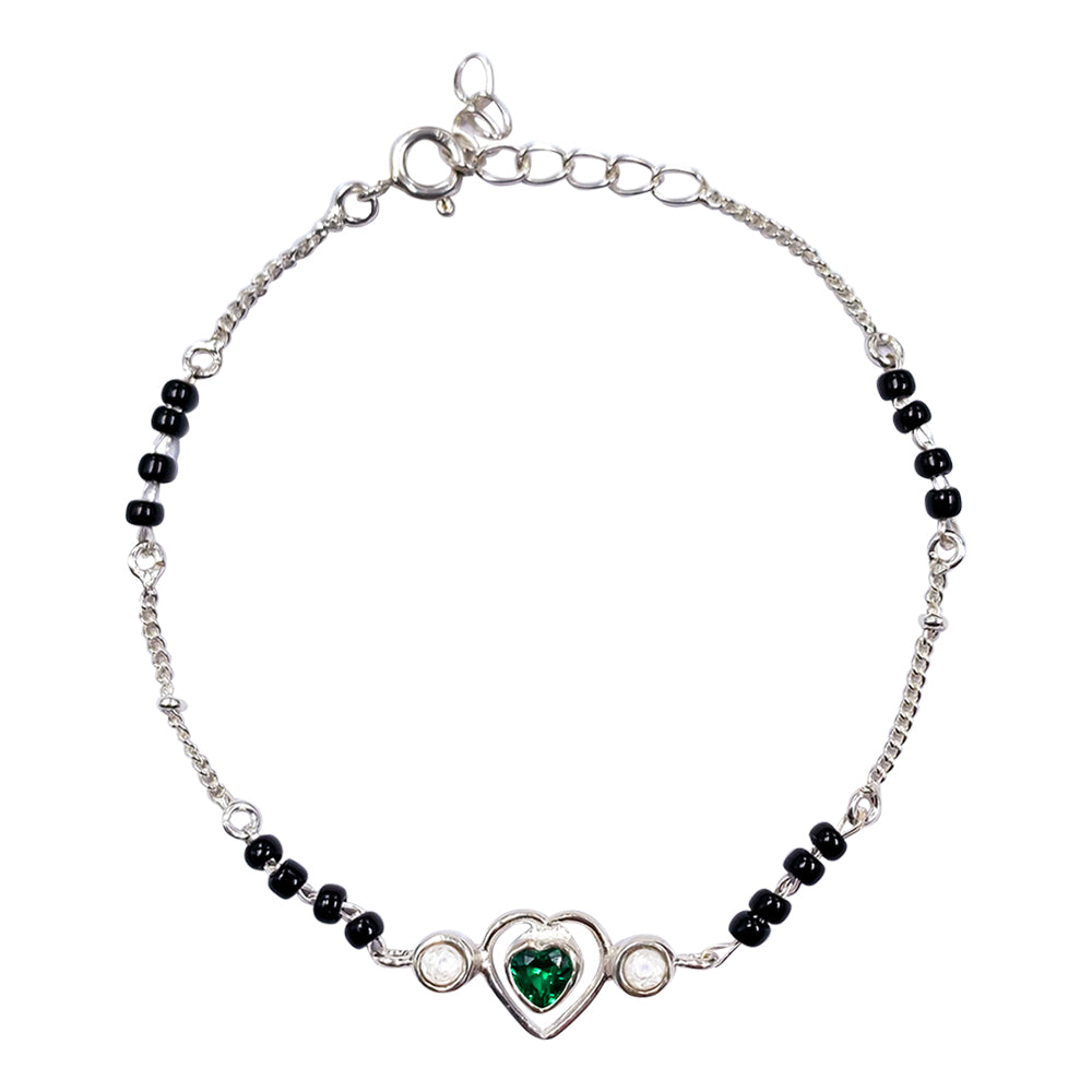 92.5 Sterling Silver Minimalist Heart Mangalsutra Bracelet