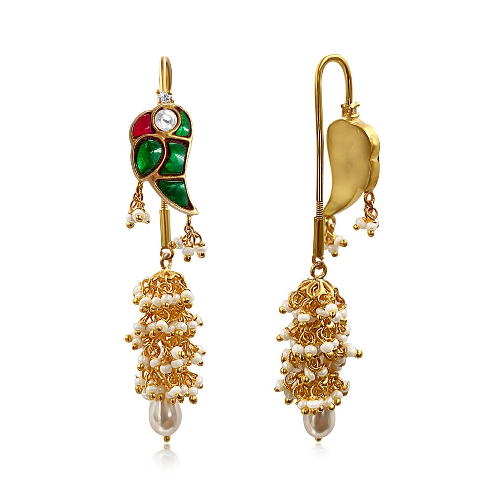 Mithu Guava Pure 925 Silver Sui Dhaga Earrings