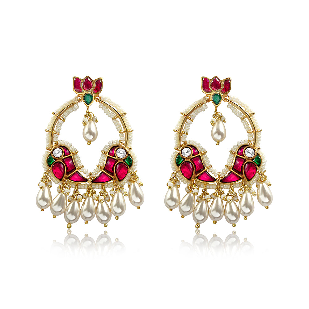 Mithu Silver 24k Gold Plated Chand Bali Earrings