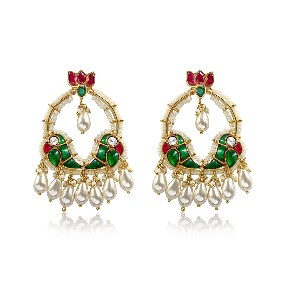 Mithu Silver 24k Gold Plated Chand Bali Earrings