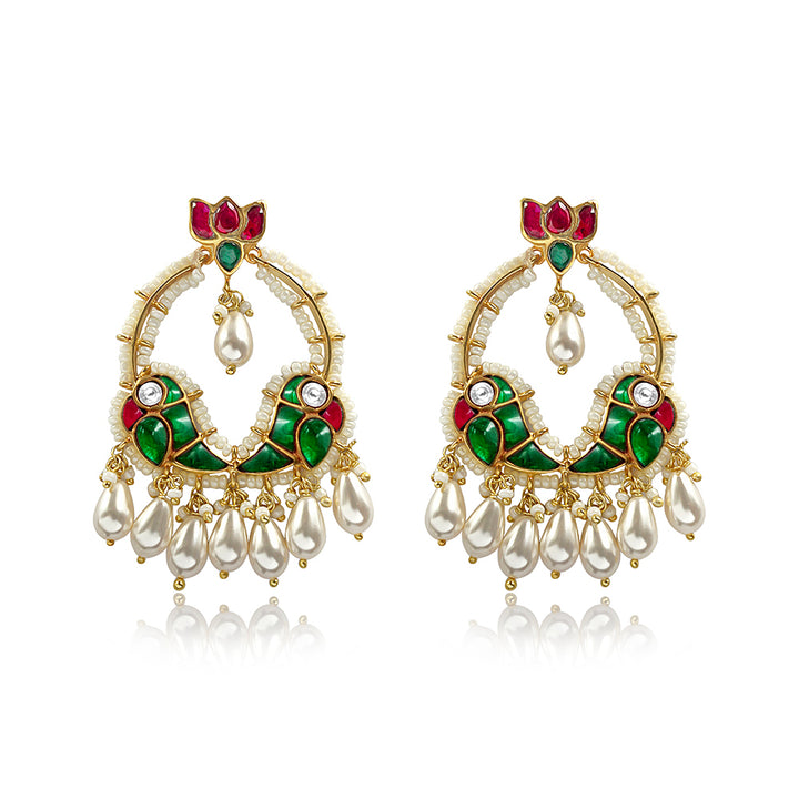 Mithu Silver 24k Gold Plated Chand Bali Earrings