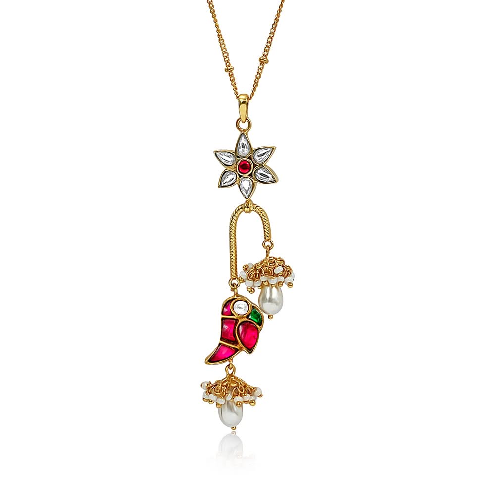 Mithu Flower Charm Silver 24k Gold Plated Necklace