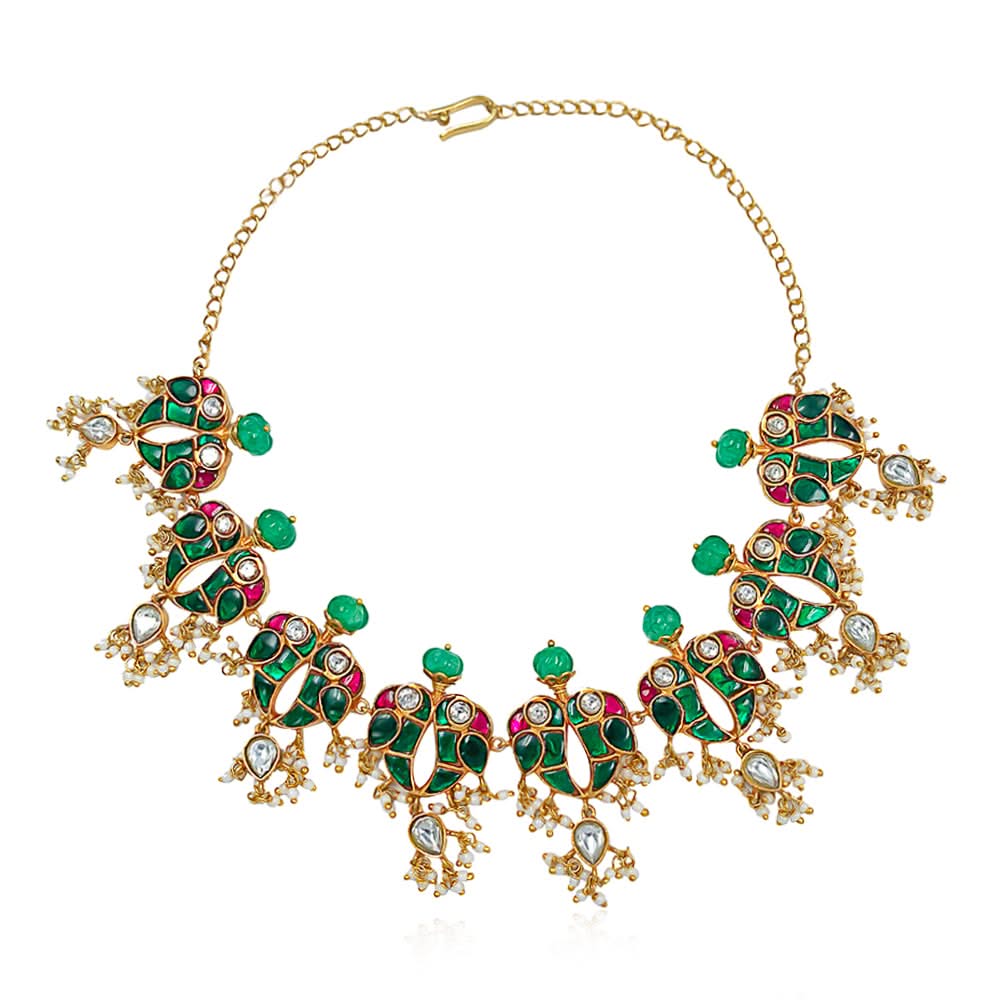 Mithu Love Bird Silver 24k Gold Plated Necklace