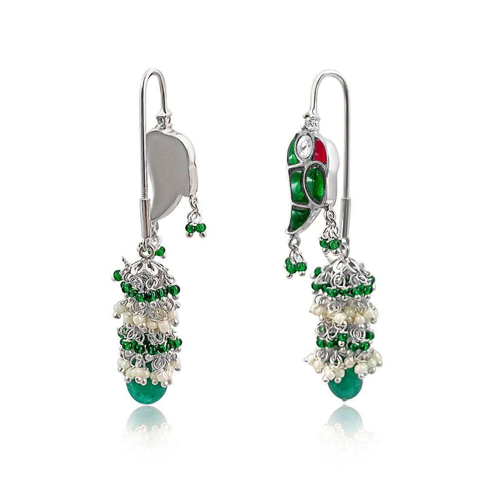 Mithu Guava Silver Sui Dhaga Earrings