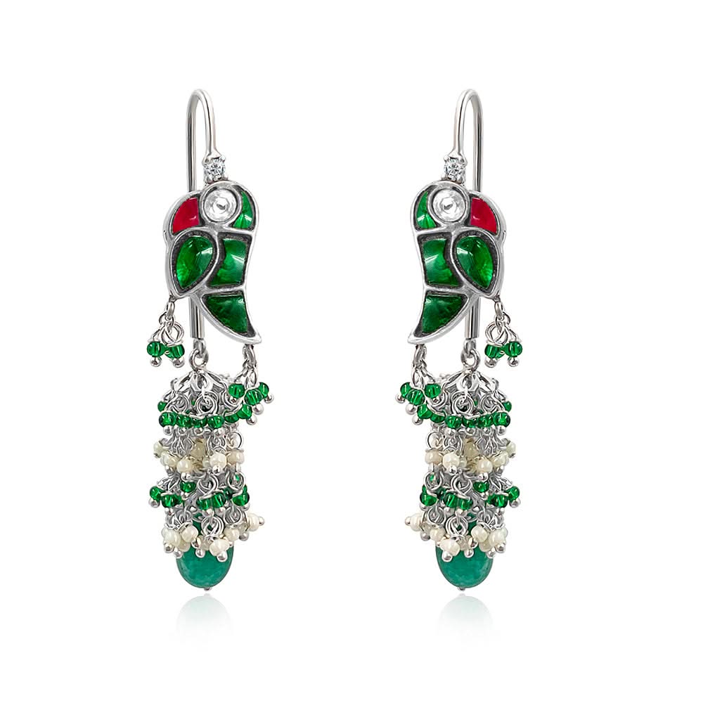 Mithu Guava Silver Sui Dhaga Earrings