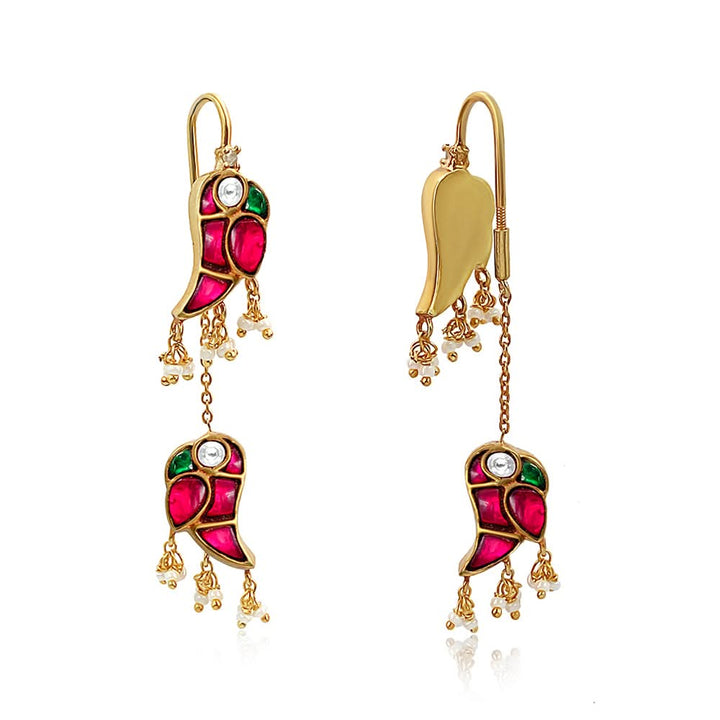 Double Mithu Pure 925 Silver Sui Dhaga Earrings
