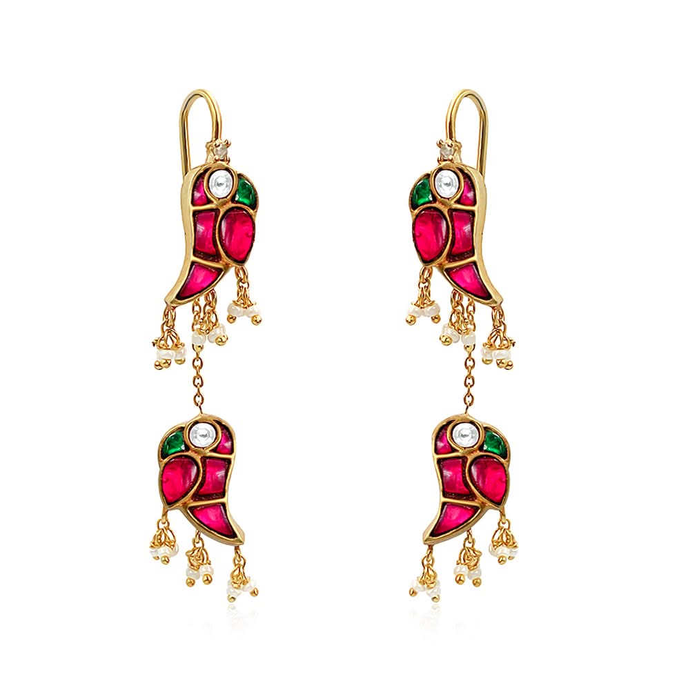 Double Mithu Pure 925 Silver Sui Dhaga Earrings