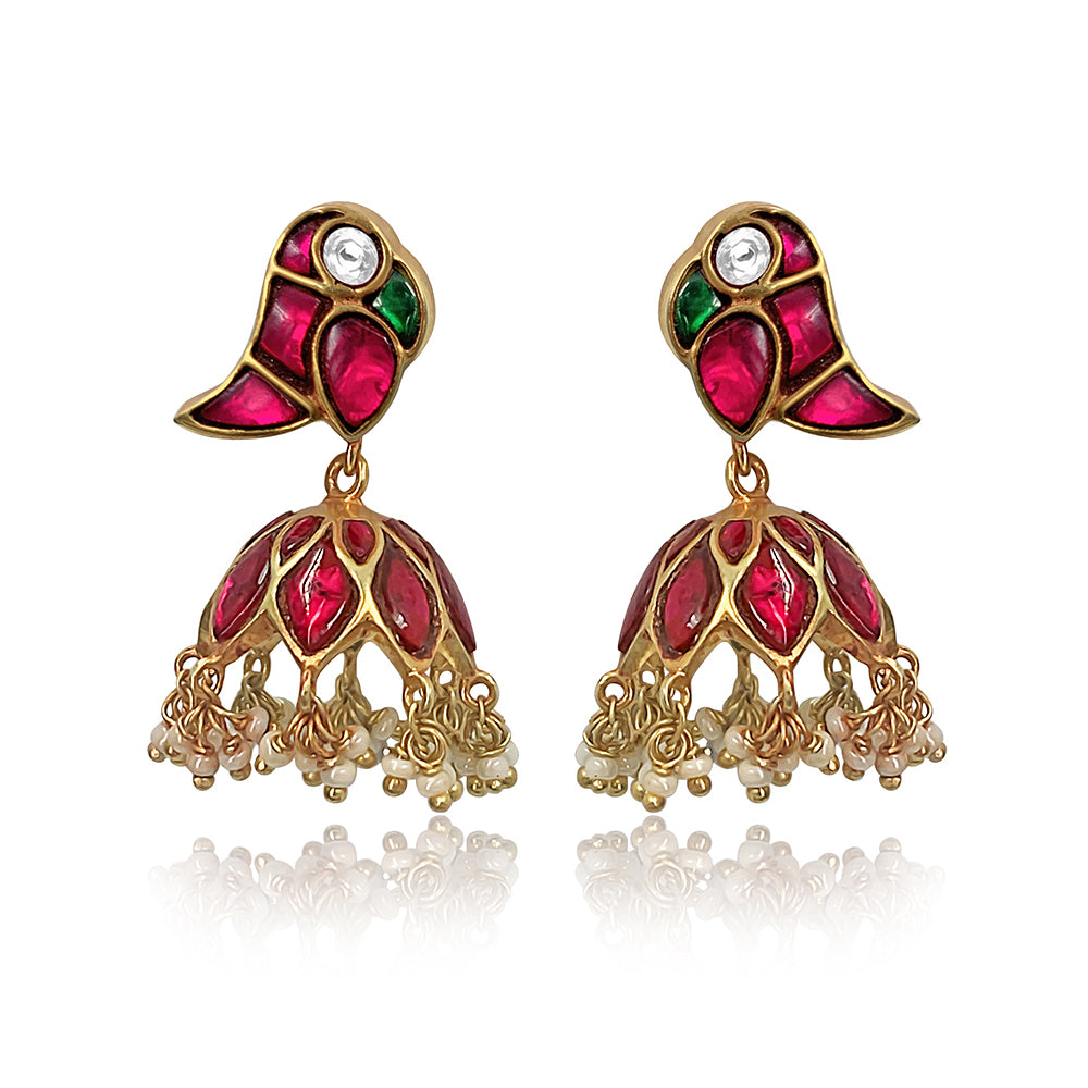 Mithu Silver 24k Gold Plated Jhumki Earrings