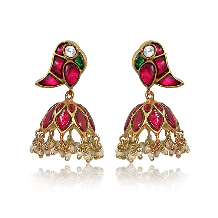 Mithu Silver 24k Gold Plated Jhumki Earrings