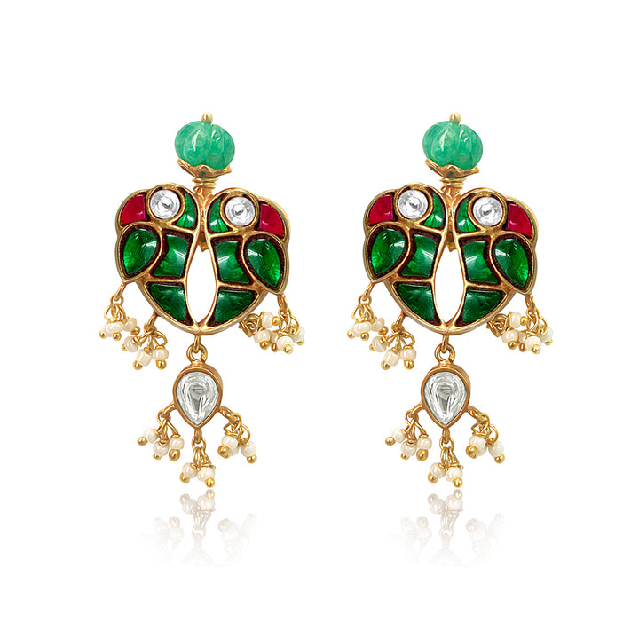 Mithu Love Bird Silver 24k Gold Plated Earrings