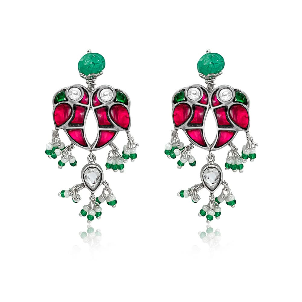 Mithu Love Bird Silver Earrings