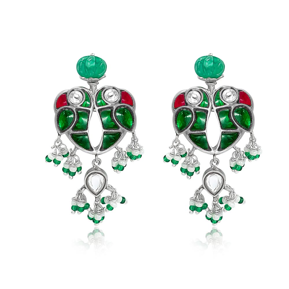 Mithu Love Bird Silver Earrings