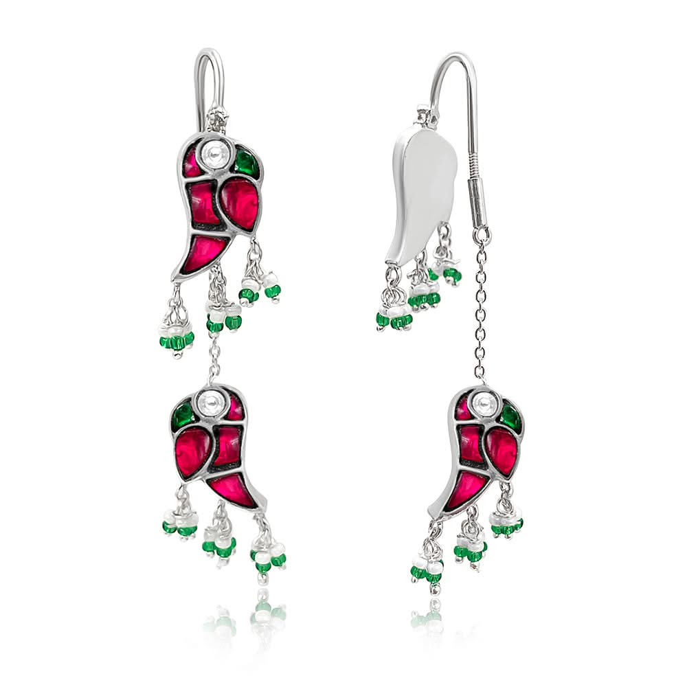Double Mithu Silver Sui Dhaga Earrings