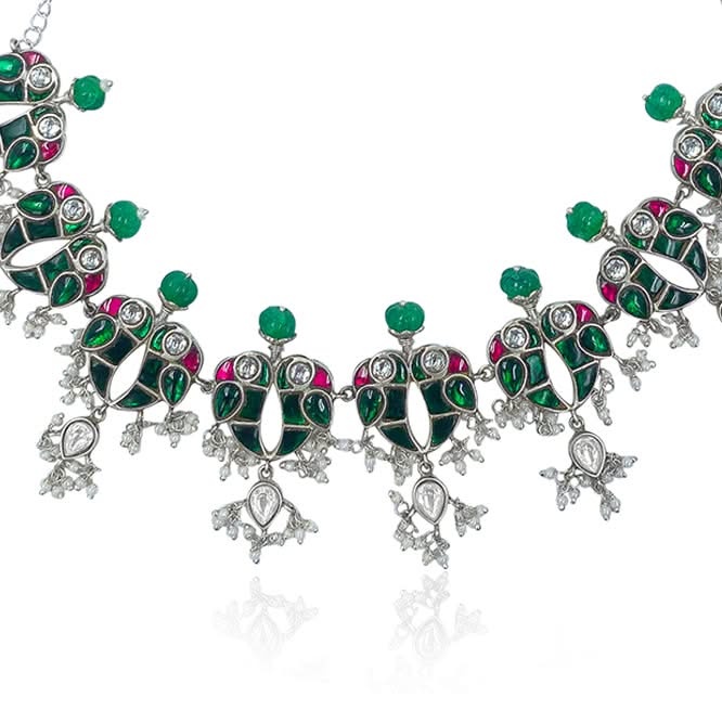 Mithu Love Bird Silver Necklace