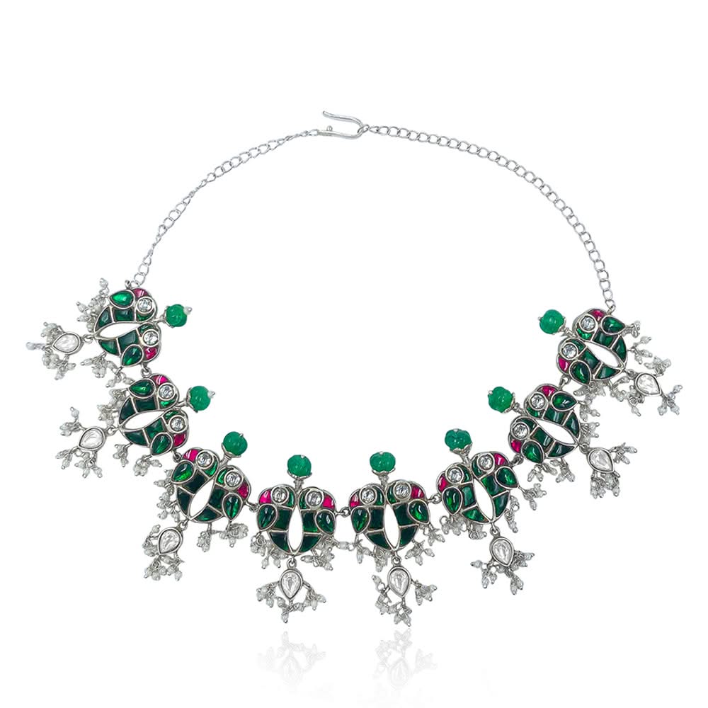 Mithu Love Bird Silver Necklace