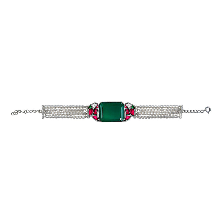 Mithu Emerald Charm Silver Bracelet