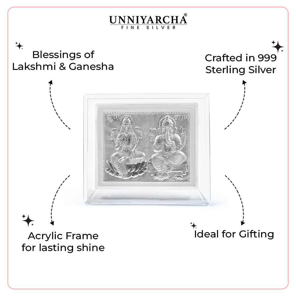 Sacred Pure 925 Silver Laxmi Ganesh Keepsake