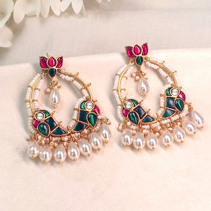 Mithu Silver 24k Gold Plated Chand Bali Earrings