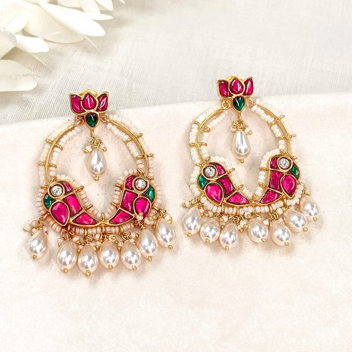 Mithu Silver 24k Gold Plated Chand Bali Earrings