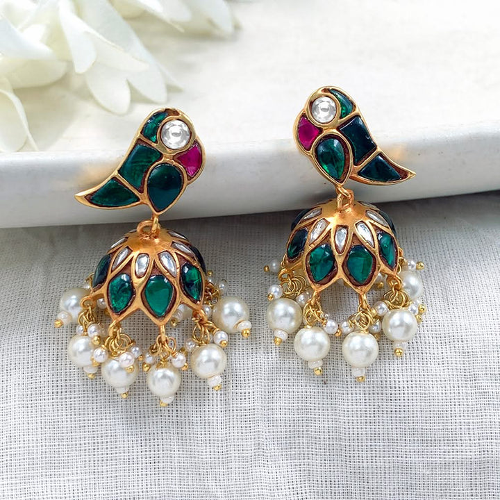 Mithu Silver 24k Gold Plated Jhumki Earrings