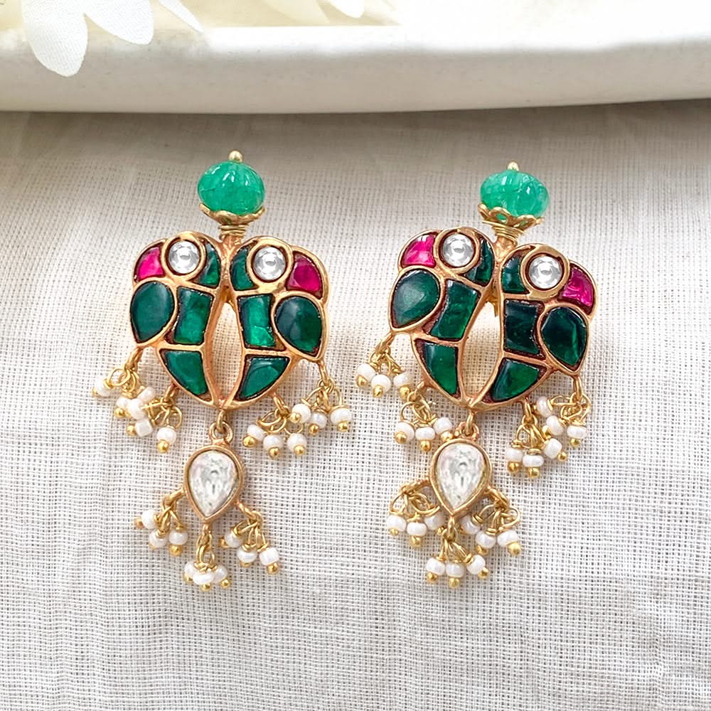 Mithu Love Bird Silver 24k Gold Plated Earrings