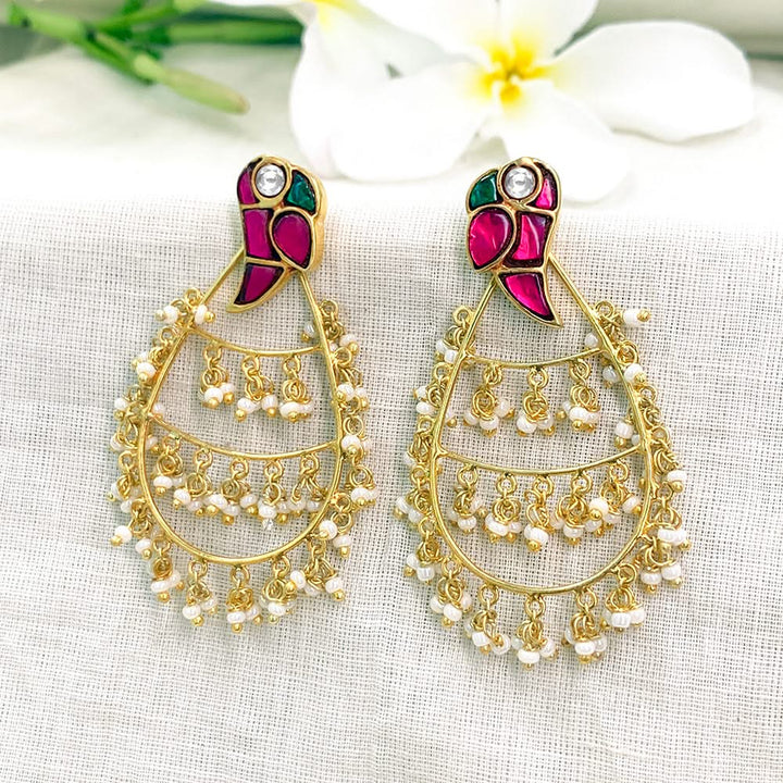 Mithu Dancing Pearl Silver 24k Gold Plated Earrings
