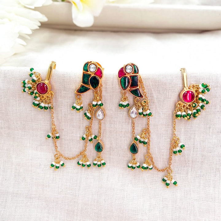 Mithu Dual Charm Silver 24k Gold Plated Earrings