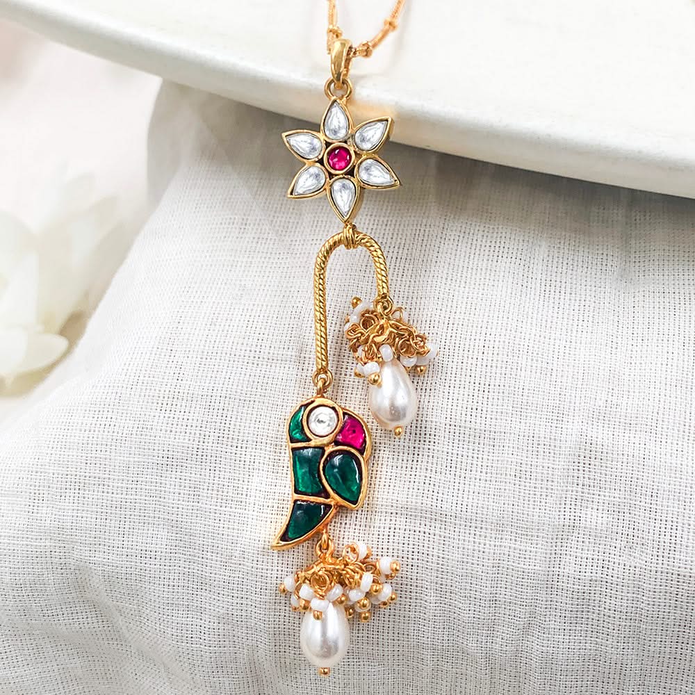 Mithu Flower Charm Silver 24k Gold Plated Necklace