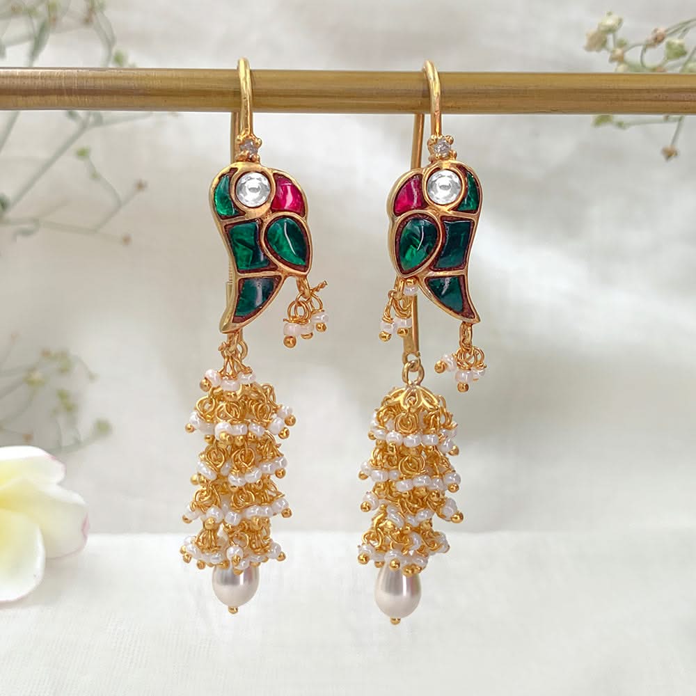 Mithu Guava Pure 925 Silver Sui Dhaga Earrings