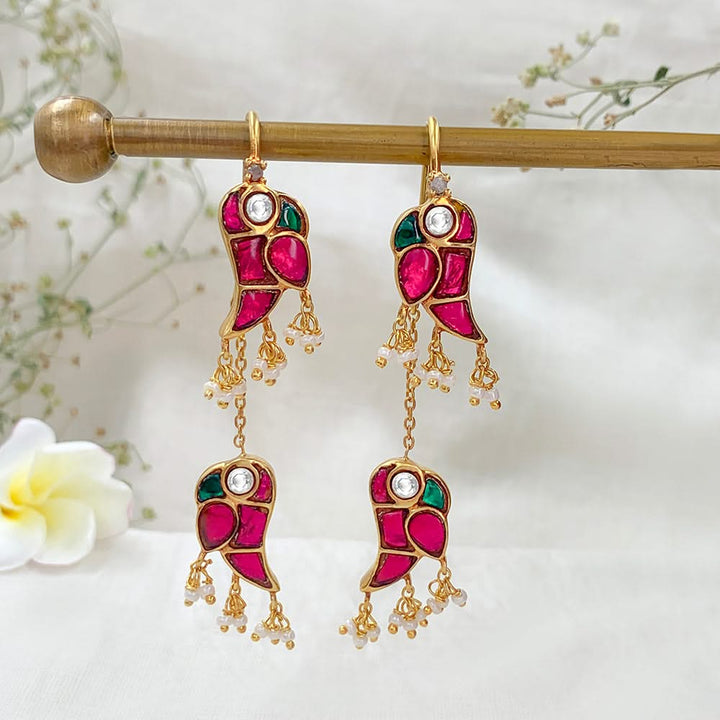 Double Mithu Pure 925 Silver Sui Dhaga Earrings