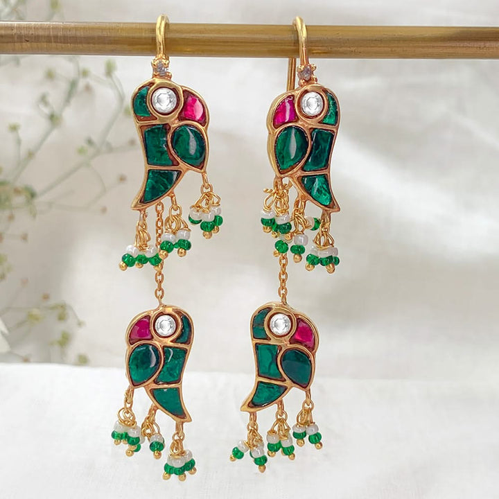 Double Mithu Pure 925 Silver Sui Dhaga Earrings