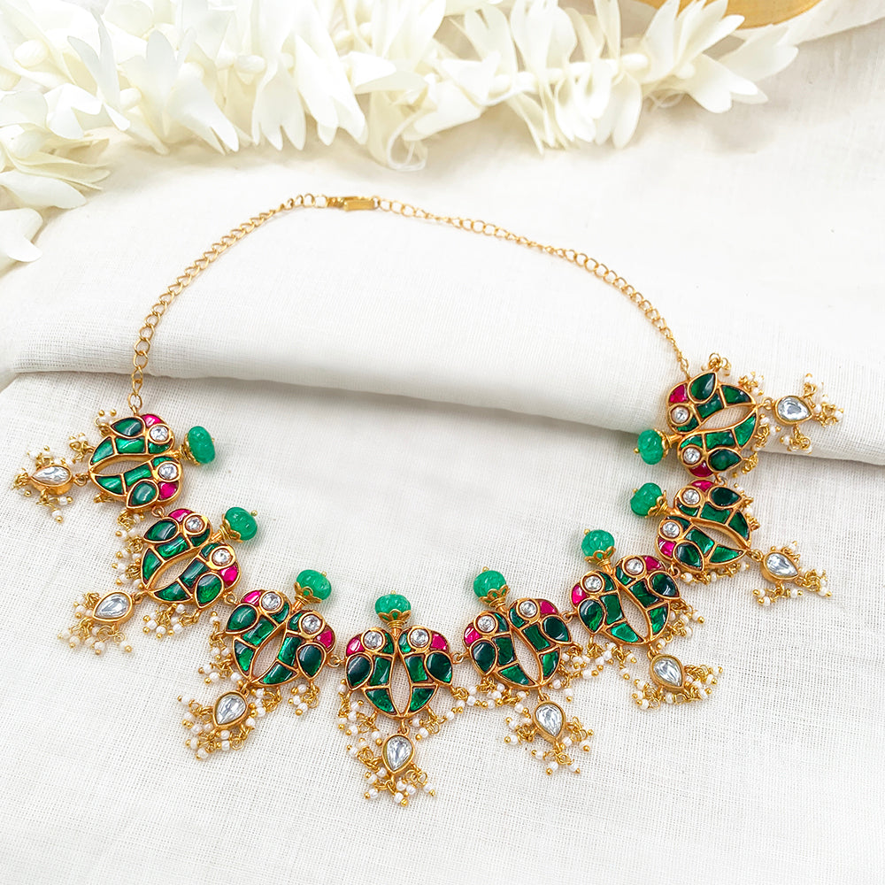 Mithu Love Bird Silver 24k Gold Plated Necklace