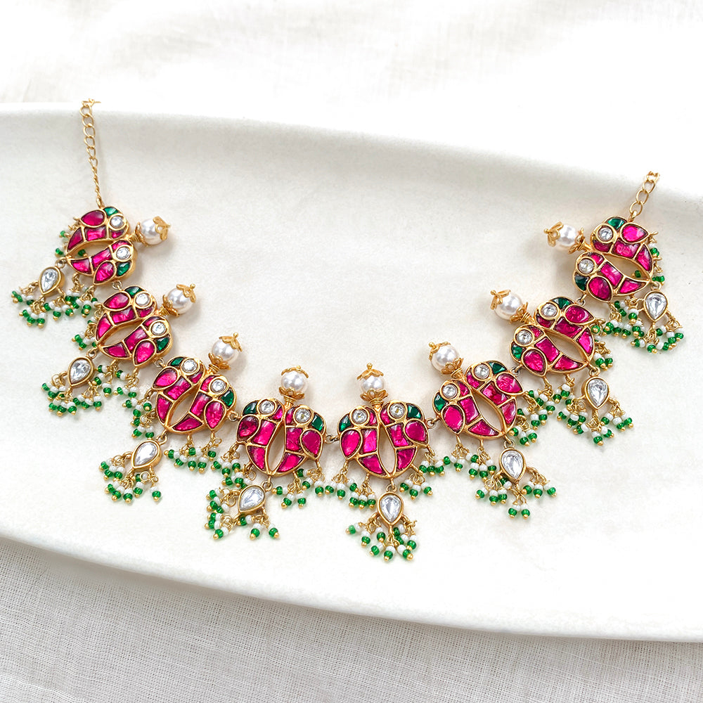 Mithu Love Bird Silver 24k Gold Plated Necklace