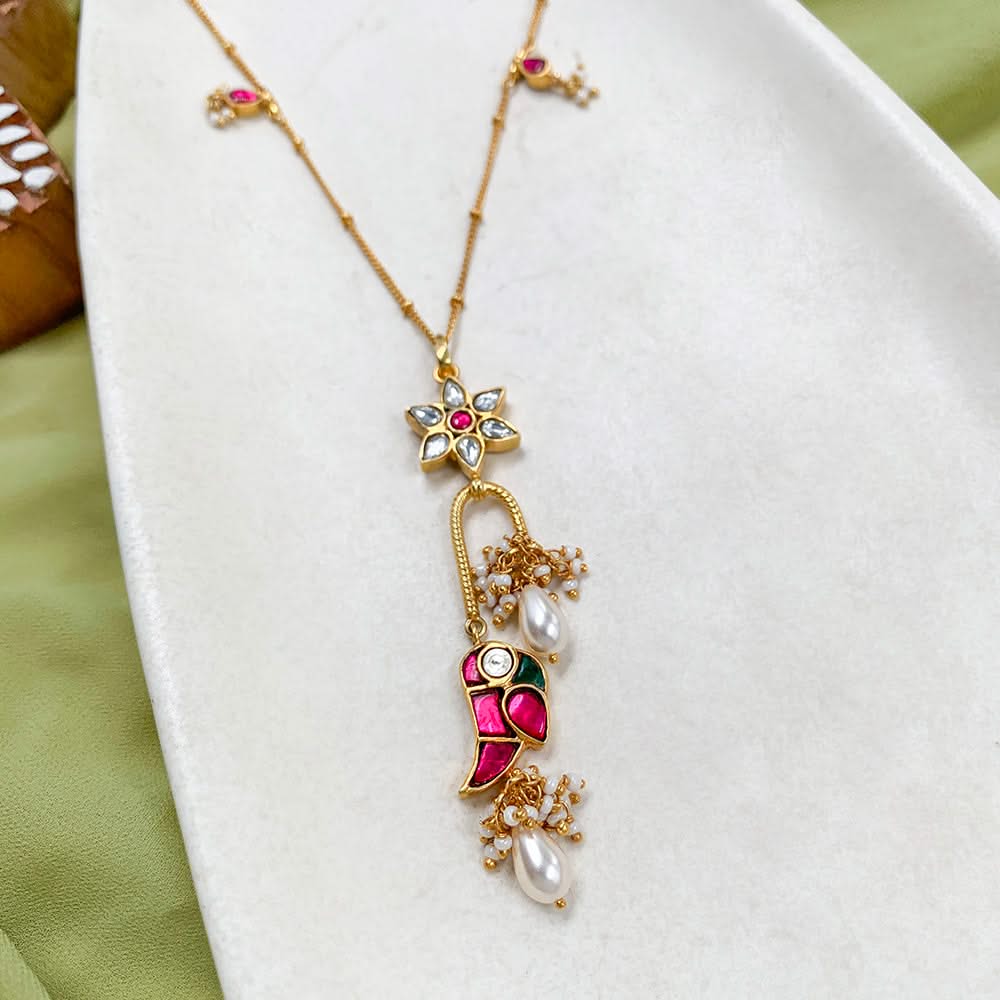 Mithu Flower Charm Silver 24k Gold Plated Necklace