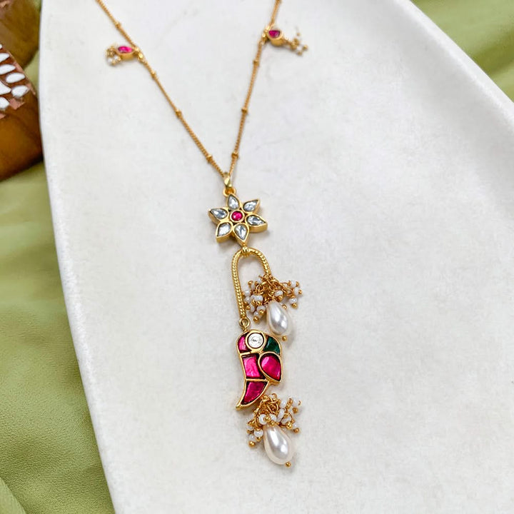 Mithu Flower Charm Silver 24k Gold Plated Necklace