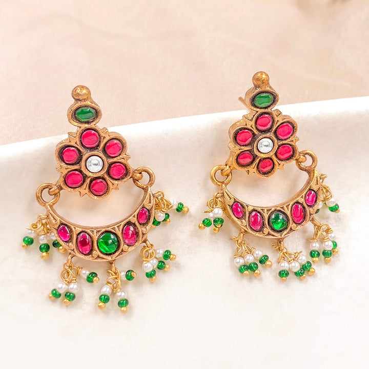 Silver 925 Phool Chandbali Earrings
