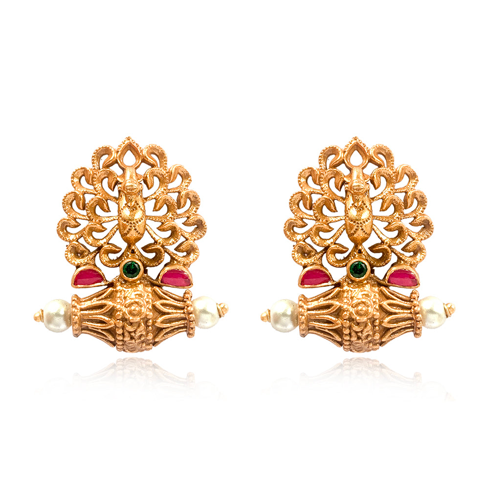 Silver 925 Peacock Stud Silver Earrings