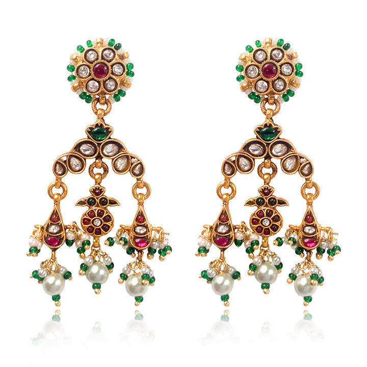 Silver 925 Floral Kalash Earrings