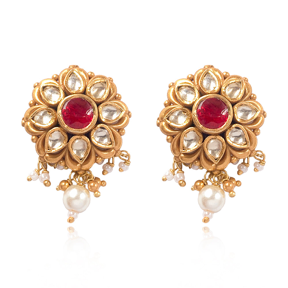 Silver 925 Phool Padma Stud Earrings