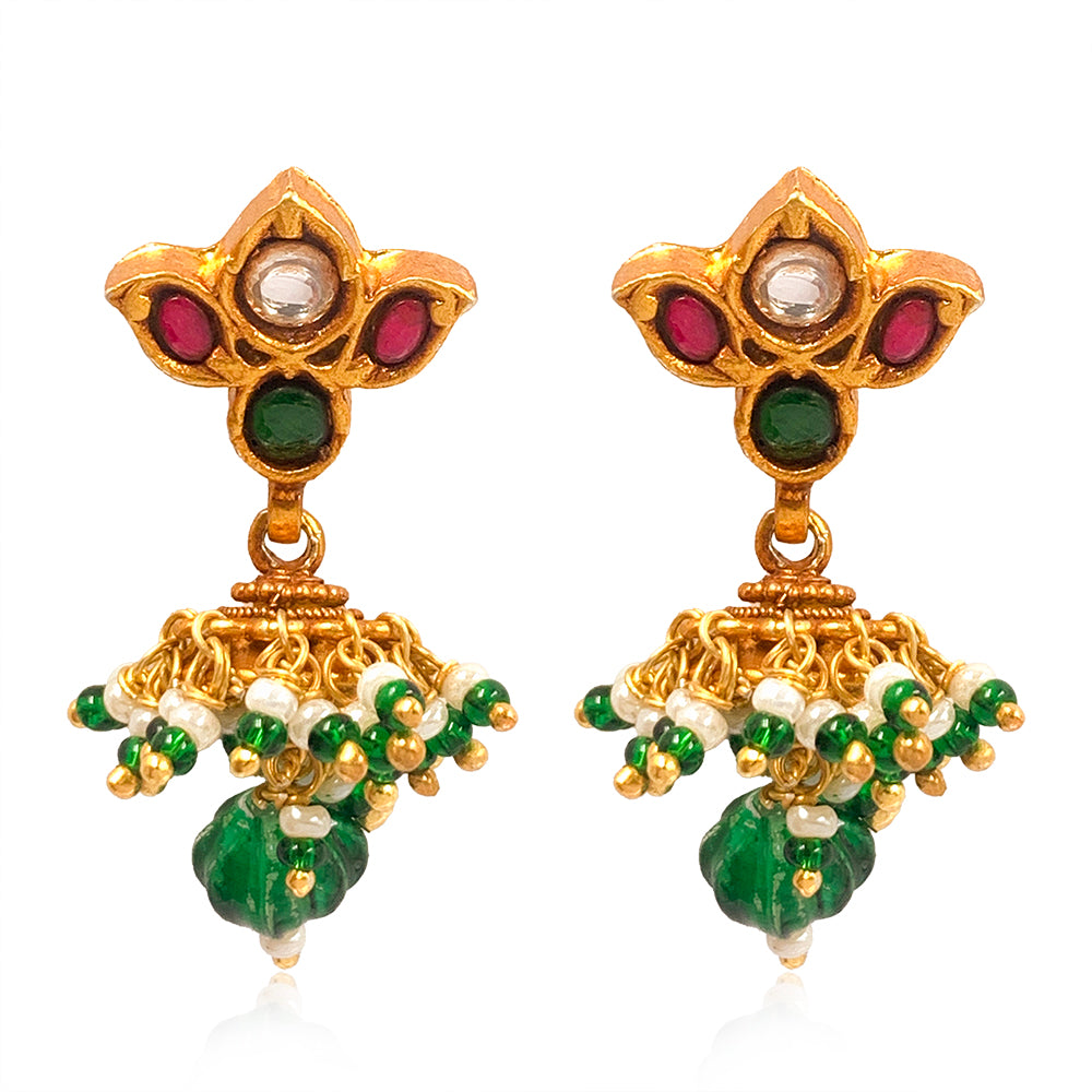 Silver 925 Lotus 24 Karat gold plated jhumki Earrings