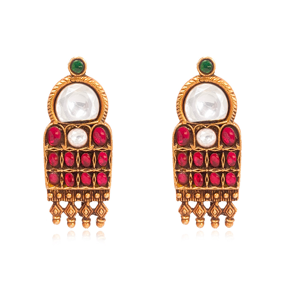 Silver 925 Saubhagya Temple Stud Earrings