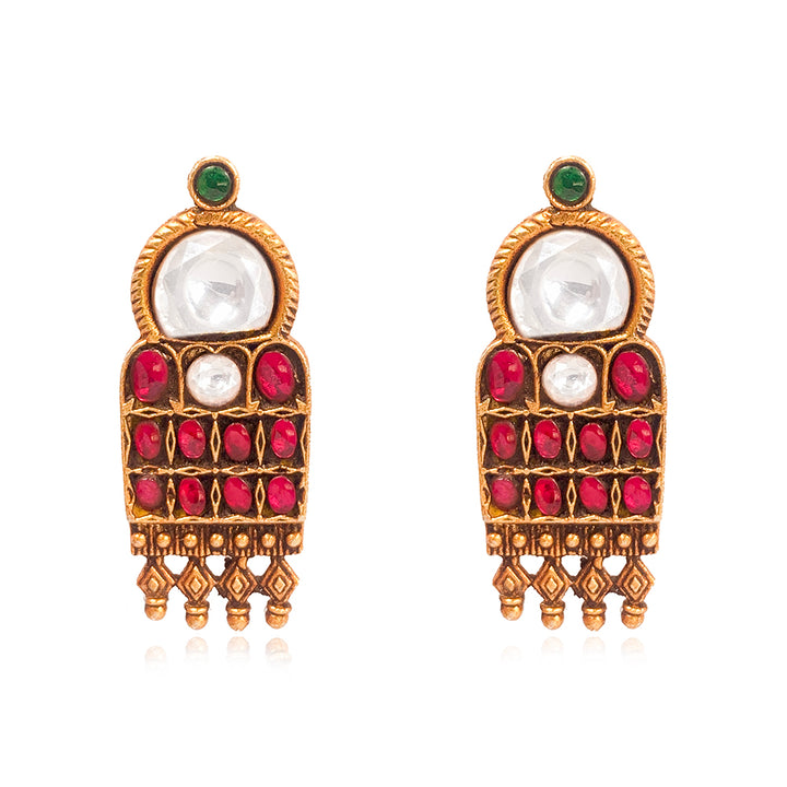 Silver 925 Saubhagya Temple Stud Earrings