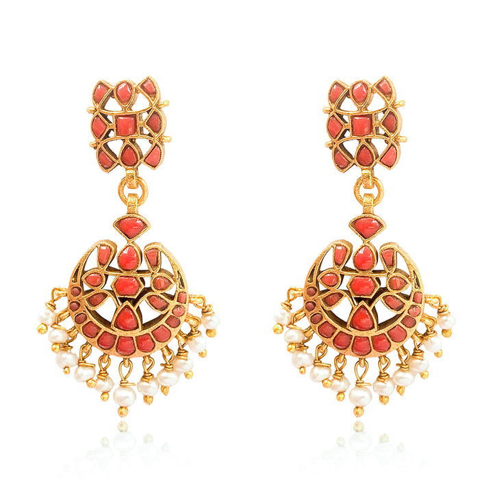 Silver 925 Pearl Chand Bali Earrings