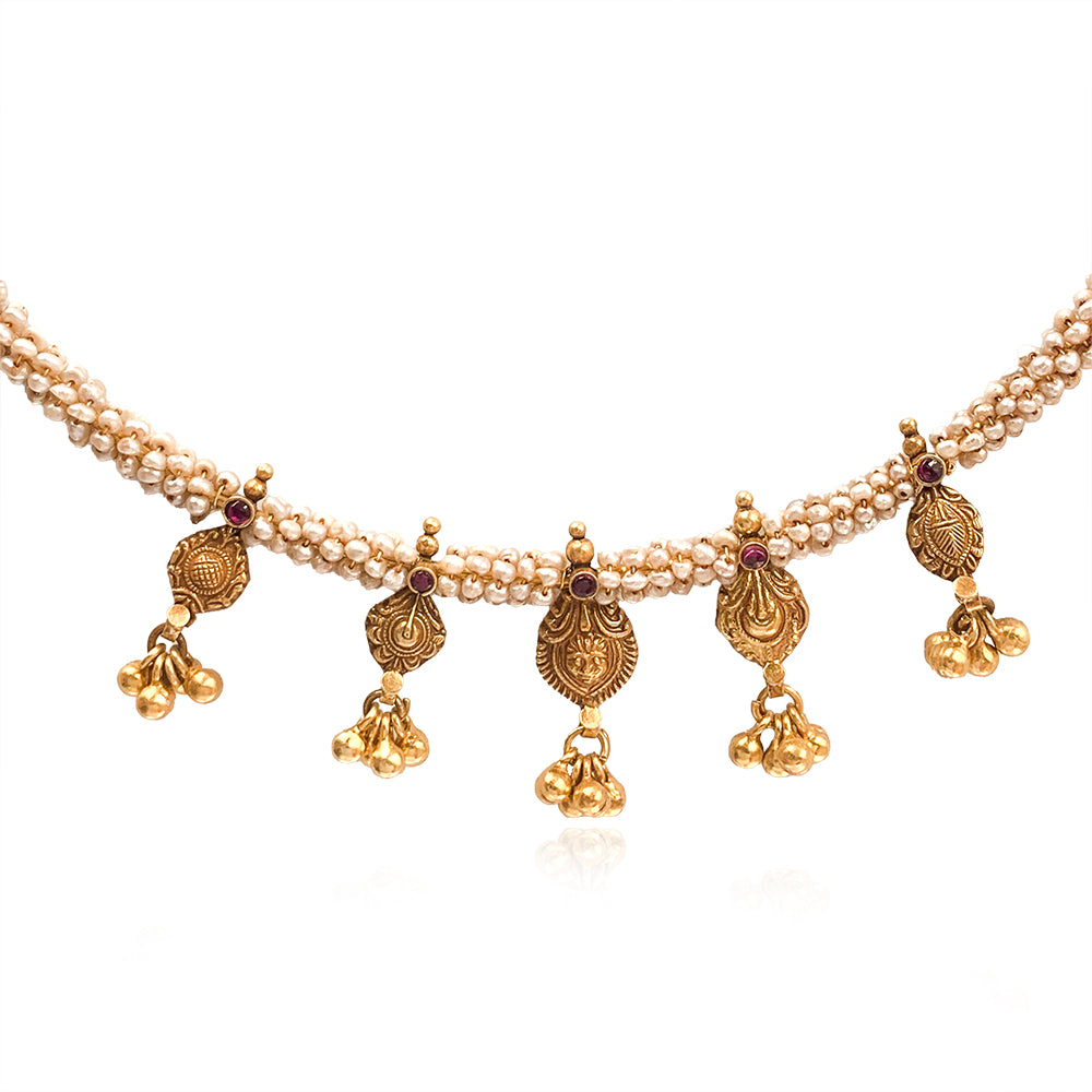 Pure 925 Silver Pearl Hasli Necklace