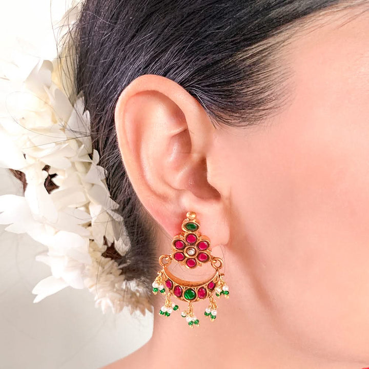 Silver 925 Phool Chandbali Earrings