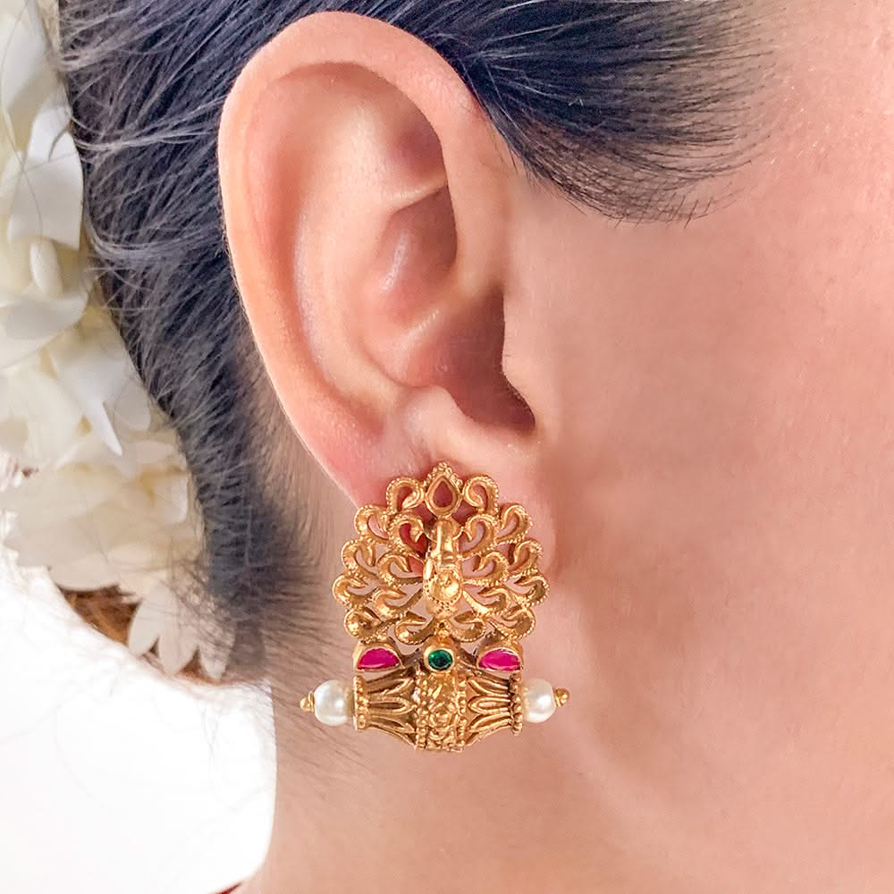 Silver 925 Peacock Stud Silver Earrings