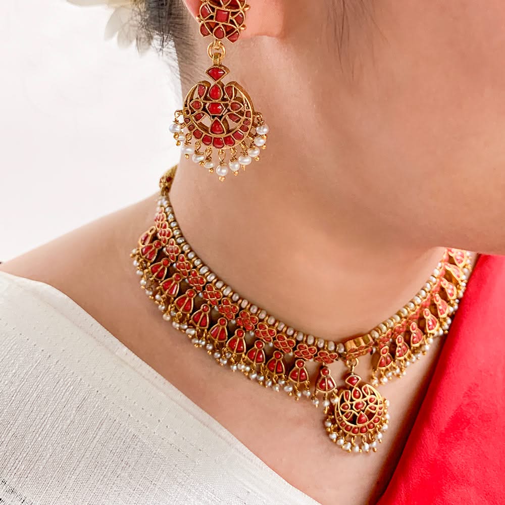 Gold Plated Silver Necklace & Earrings