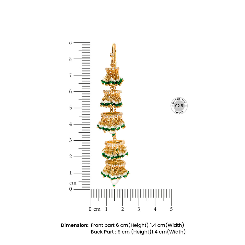 Silver Chandelier Bells Sui Dhaga Earrings