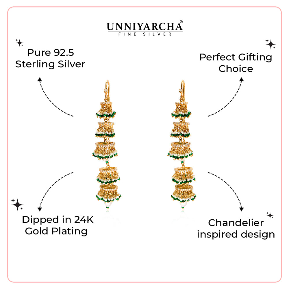 Silver Chandelier Bells Sui Dhaga Earrings